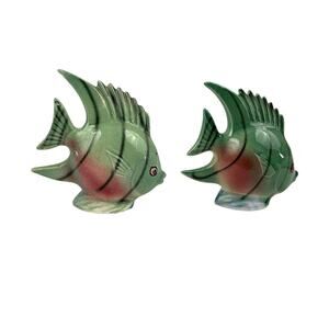 VTG Colorful Fish Salt & Pepper Shakers Stopper Ceramic Japan Mid Century Modern